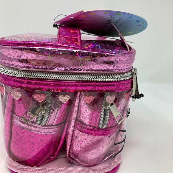 Under One Sky Mia Cat Face Print Train Case in Pink Sparkle - Picture 5 of 8